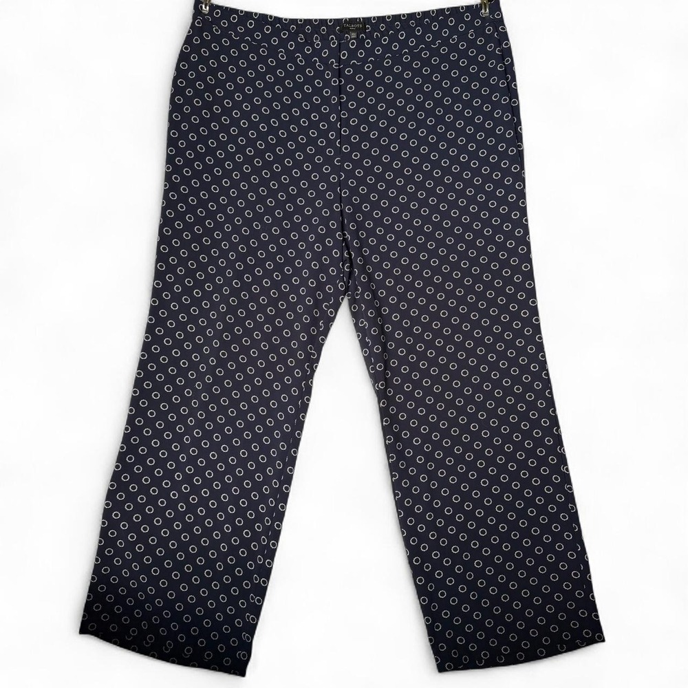 Talbots Indigo Life Saver Wide Leg Pants Navy White Rope Pattern 22W
